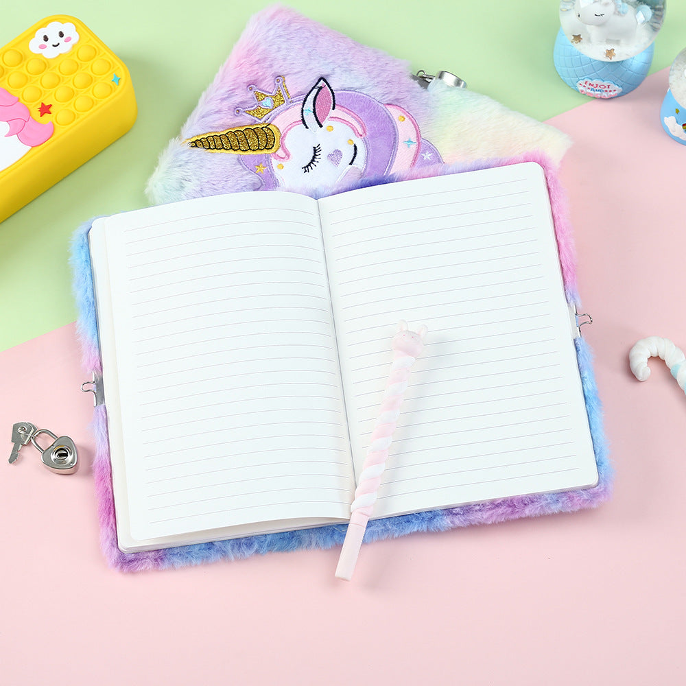 Wholesale Children' s Diary with Lock Cartoon Unicorn A5 Notebook
